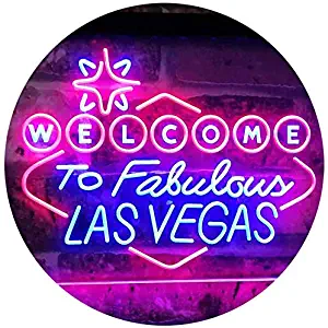 ADVPRO Welcome to Las Vegas Casino Beer Bar Display Dual Color LED Neon Sign Blue & Red 16" x 12" st6s43-i3078-br