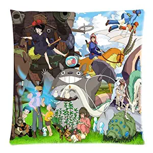 Fnigst Pillow Generic Studio Ghibli Character Theme Custom Zippered Square Cushion Cover Pillow Cases Standard Size 18x18 (Twin sides)