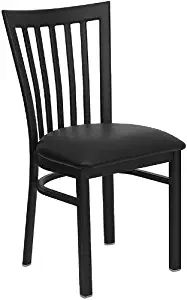 Flash Furniture 4 Pk. HERCULES Series Black School House Back Metal Restaurant Chair - Black Vinyl Seat