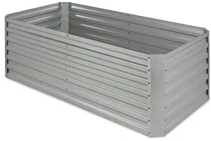 Blumfeldt High Grow Straight Raised Bed • Garden Bed • Flowers, Herbs and Vegetables • Expandable • 250 Gallons • Steel • Weather-Resistant • Snail Protection • Galvanized • Silver