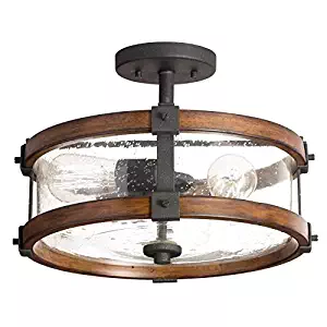 Kichler 38171 Distressed Wood Semi Flush Mount Light, 3, Black