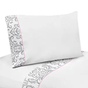 Sweet Jojo Designs 4-Piece Queen Sheet Set for Pink and Gray Elizabeth Bedding Collection