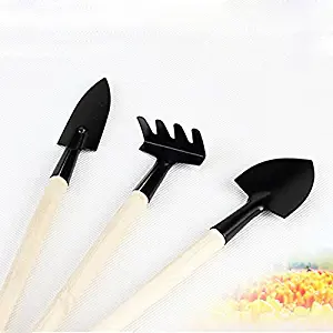 Ackful????1Set Mini Small Shovel Rake Spade Wood Handle Metal Head Kids Tool