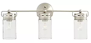 Vallymede 3 Light Brushed Nickel Bathroom Vanity Light Mason Jar Glass Bath NEW .#GH45843 3468-T34562FD266170