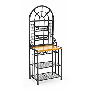 Dome Bakers Rack w/ Wine Bottle Storage - Adjustable Nesting Baskets - Metal Tube Frame