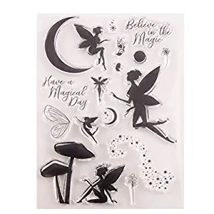 Welcome to Joyful Home 1pc Fairy Moon Rubber Clear Stamp for Card Making Decoration and Scrapbooking