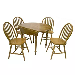 Target Marketing Systems 5 Piece Drop Leaf Dining Set with 4 Spindle Back Chairs and 1 Drop Leaf Table, Oak