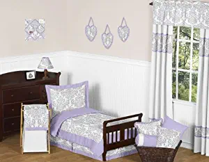 Sweet Jojo Designs 5-Piece Lavender, Gray and White Elizabeth Damask Print Girl Toddler Bedding Children and Kids Set