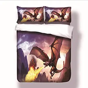 StarFashion Duvet Cover Set with Zipper Closure-3 Piece Game of Thrones Dragon Fire Splatter (1 Duvet Cover + 2 Pillow Shams) Ultra Soft Hypoallergenic Microfiber No Comforter (King)