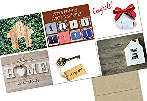 Note Card Cafe Realtor Greeting Cards with Kraft Envelopes | 72 Pack | Blank Inside, Glossy Finish | New Home Assortment | Set for Greeting Cards, Housewarming, New Home, Thank You