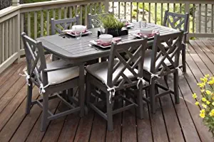 POLYWOOD PWS121-2-GY5472 Chippendale Dining Sets, Slate Grey/Bird's Eye