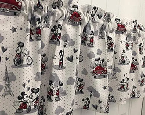 Red White and Gray Mickey Mouse Head Curtain Valance