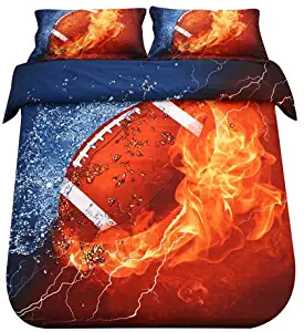 SDIII 2PC America Football Bedding Microfiber Twin Sport Duvet Cover Set for Boys, Girls and Teens Reversible Color Design