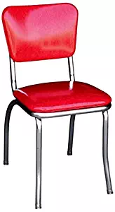 Richardson Seating 4110CIR Retro Chrome Kitchen Chair with 1" Pulled Seat, Cracked Ice Red