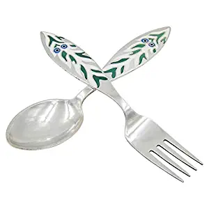 Anton Michelsen Sterling Silver and Enamel Christmas Fork and Spoon Set, 1970