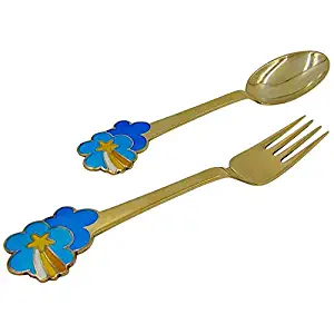 Anton Michelsen Gilded Silver and Enamel Christmas Fork and Spoon Set, 1975