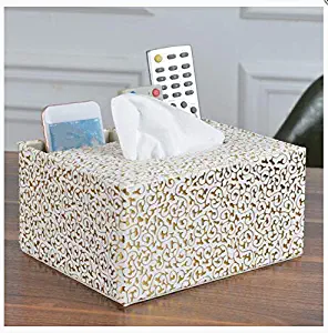 xiyuanzi Creative Remote Control Storage Box Paper Towel Box Home Living Room Desktop Multi-Functional Pumping Carton European Gold Tone Pattern (2 Grids)