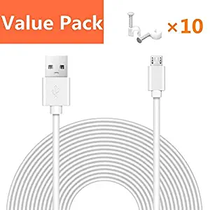 16.5ft Power Extension Cable for Wyze Cam Pan, Echo Auto, Playstation Classic, Zmodo, Blink, Yi Camera, Oculus Go, Nest Cam, Netvue, Furbo Dog, Amazon Cloud Camera (1 Pack, White)