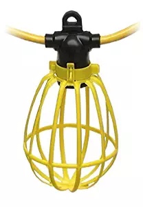 100-Foot Outdoor Yellow Commercial Contractor-Grade 10 Socket Plastic Cage String Lights
