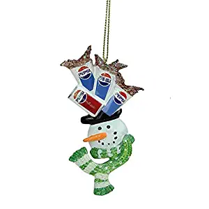 Northlight 21293484 4" Glittered Snowman Head Balancing Pepsi Christmas Ornament