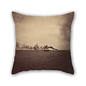 Artistdecor 18 X 18 Inches / 45 By 45 Cm Oil Painting Gustave Le Gray (French - Seascape With Sailing Ship And Tugboat Cushion Covers Twin Sides Ornament And Gift To Dining Room Teens Girls Boy Fri