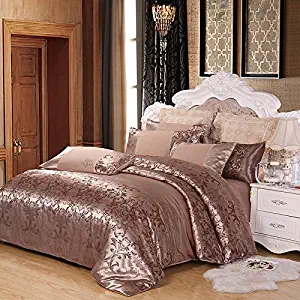 PYCLIFE Duvet Cover Full,Luxury Bedding,3-Piece Duvet Covers,Jacquard Bedding Sets (Coffee, Full)