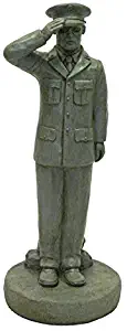 Solid Rock Stoneworks Standing Saluting Soldier in Class A Dress 24" Tall Cypress Color