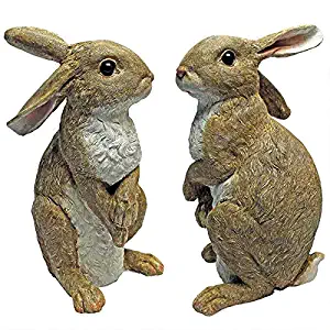 Design Toscano QM9200681 Hopper, The Bunny, Standing Garden Rabbit Statue, Pack of 2, Full Color