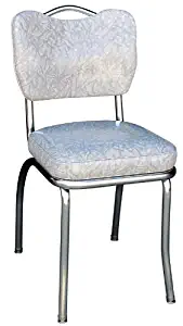 Richardson Seating Handle Back Chrome Diner Chair with 2" Box Seat, Cracked Ice Gray