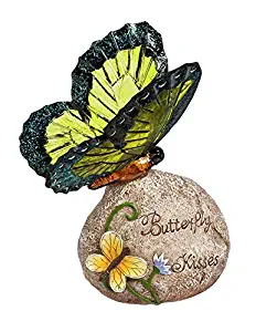 New Creative Solar Garden Stone, Charming Butterfly Kisses Design 5.5 x 7 x 3.35