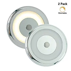 2 Pk RV Boat Touch Ceiling LED Light - Genuine Marine DC 12V 3W 2800K Soft White Full Aluminum Tap Light, Stepless Dimmable, Surface Mount and Hidden Fasteners Design, Stainless Steel Screws Included