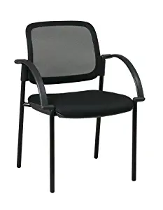 Office Star Screen Back and Padded Mesh Seat Visitor's Chair with Arms, Black