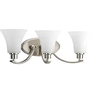 Progress Lighting P2002-09 Joy Collection 3-Light Vanity Fixture, Brushed Nickel