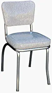 Richardson Seating Cracked Ice Retro Chrome Kitchen Chair with 2" Box Seat, Grey
