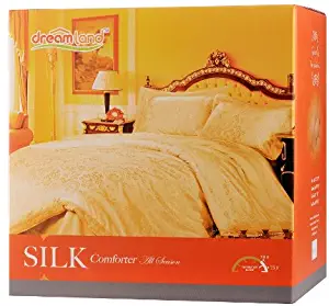 Dreamland Comfort All Natural Mulberry Silk Comforter for All Seasons, White Queen size