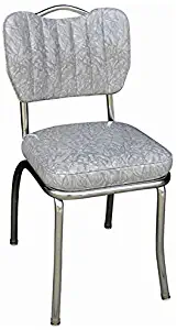 Pemberly Row Retro Kitchen Dining Chair in Cracked Ice Grey