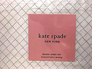 Kate Spade Diamond Lattice Cotton Extra Deep Pockets 4 pc Sheet Set - Aqua Green Blue on White - Queen