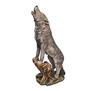 Design Toscano Howling Lone Wolf Garden Animal Statue, 35 Inch, Polyresin, Full Color
