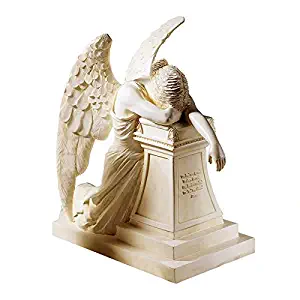 Design Toscano Angel of Grief Monument Religious Figurine Statue, Desktop, 7 Inch, Polyresin, Antique Stone