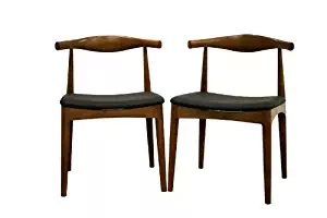 Baxton Studio Sonore Solid Wood Mid-Century Style Dining Chair, Set of 2