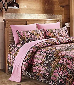 Regal Comfort Woodland Pink Camo & Solid Color Microfiber Sheet Set Super Soft! (Pink, Twin)