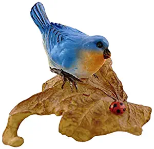 Top Collection Miniature Fairy Garden and Terrarium Statue, Bluebird on Leaf with Ladybug