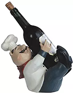 StealStreet Chef Holding A Wine Bottle Figurine, 8"