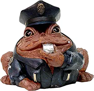 Homestyles Toad Hollow #94086 Figurine Policeman in Cop Uniform with Cap Badge & Whistles Rescue Character Garden Small 5.5"h Statue Toad Figure Coffee