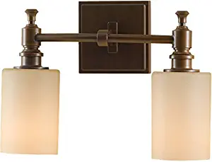 Feiss VS16102-HTBZ Sullivan Glass Wall Vanity Bath Lighting, Bronze, 2-Light (13"W x 9"H) 200watts