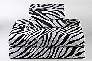 Bedding 4 PCs Sheet Set Zebra Print Full Size Ultra Soft Natural 15" Deep Pocket Elastic All Round 100% Cotton 600-Thread-Count Extremely Stronger Durable