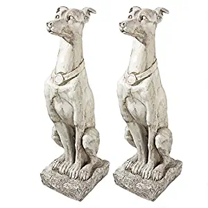 Design Toscano Art Deco Whippet Greyhound Sentinel Dog Statue: Set of Two