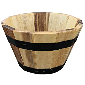 Avera Home Goods AWP304100 Wood Barrel Planter, 10 x 6-in. - Quantity 4