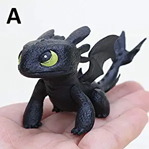 PAPEO Toothless Toy 3.5 inch Hot PVC Action Figure Cartoon Movie Small Figures Toys Mini Model Keychain Figurine Statue Christmas Halloween Birthday Gift Collectible for Kids Adults (A)