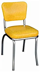 Pemberly Row Chrome Diner Dining Chair in Cracked Ice Yellow